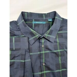 Perry Ellis Men's Plaid Long Sleeve Button Down Dress Shirt 3XL TALL